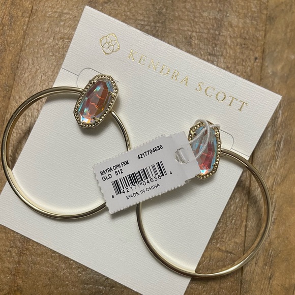 KENDRA SCOTT NWT Mayra Dichroic Glass Gold Hoop Earrings - Picture 9 of 9